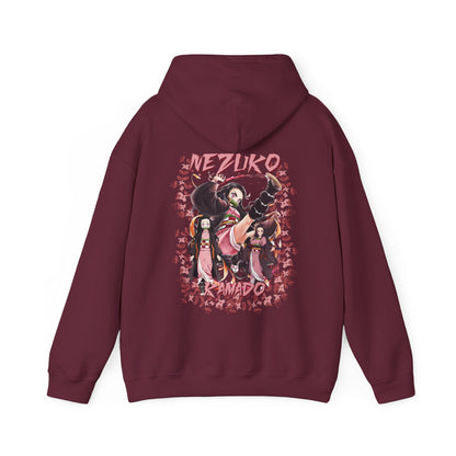 Nezuko Kamado Pink Flowers Back Print Hoodie – 100% Cotton Anime Hoodie for Demon Slayer Fans