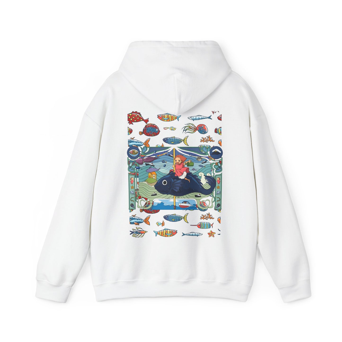 Ponyo Sea Love Back Print Hoodie – 100% Cotton Studio Ghibli Hoodie with Ocean-Inspired Design