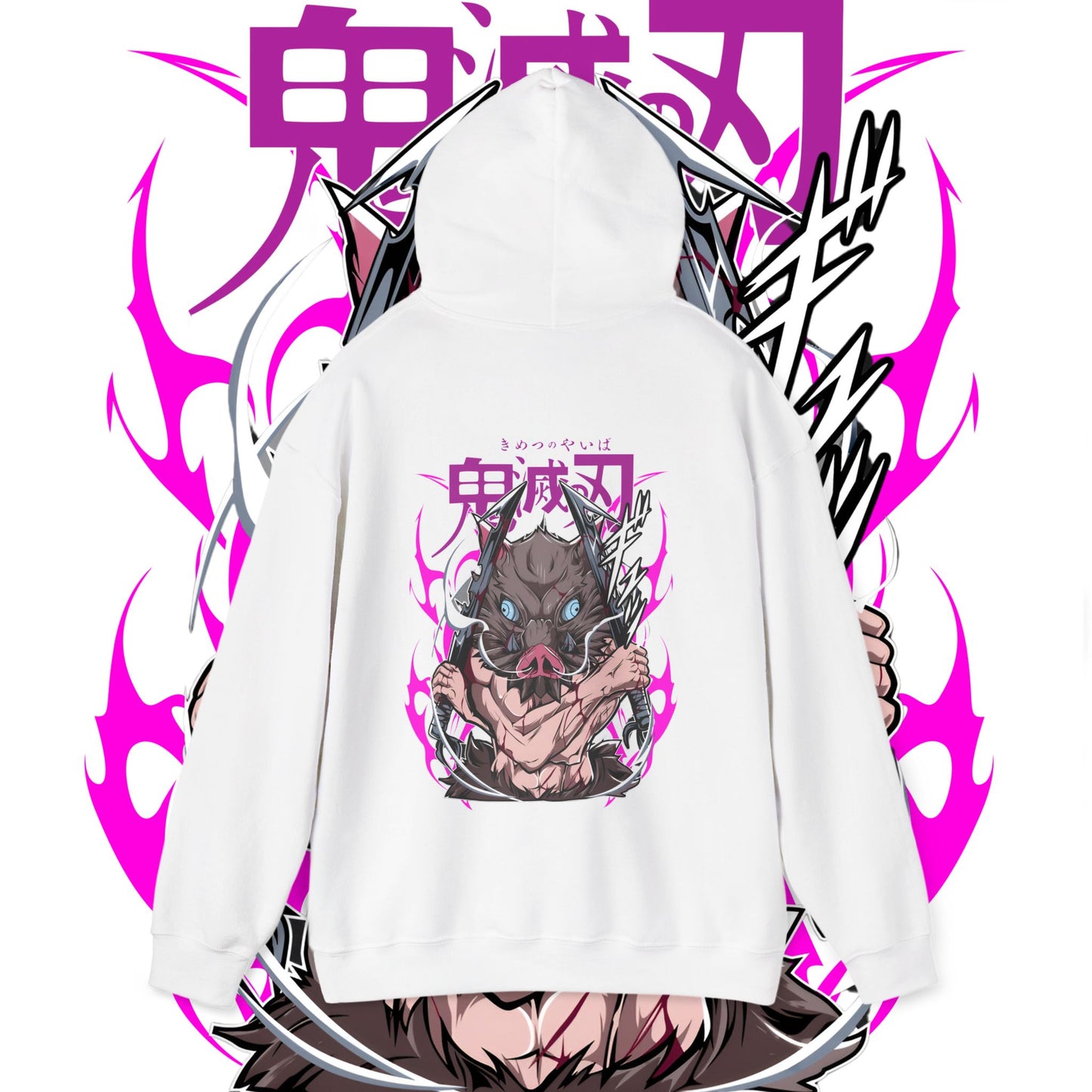 Inosuke Hashibira Demon Slayer Boar Back Print Hoodie | 100% Cotton Anime Hoodie