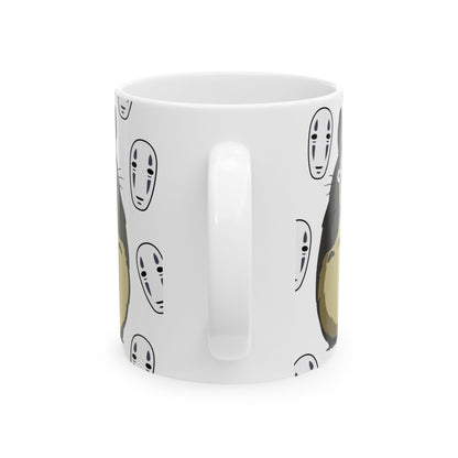 Totoro No Face Mask Mug – Studio Ghibli Crossover Cup 11oz & 15oz – Cute Anime Coffee Gift for Fans
