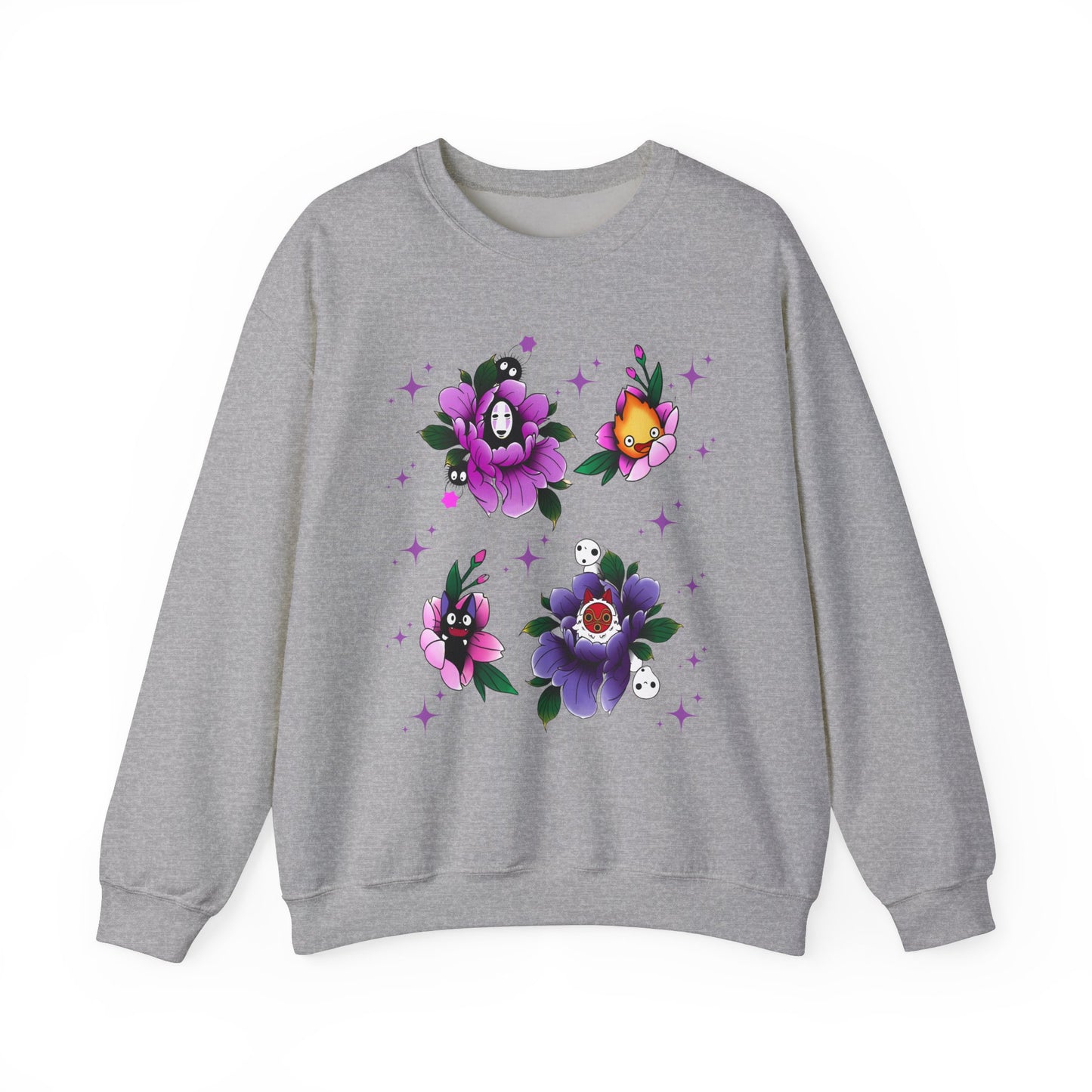 Flowers Studio Ghibli Sweatshirt – 100% Cotton Floral Anime Pullover for Ghibli Fans