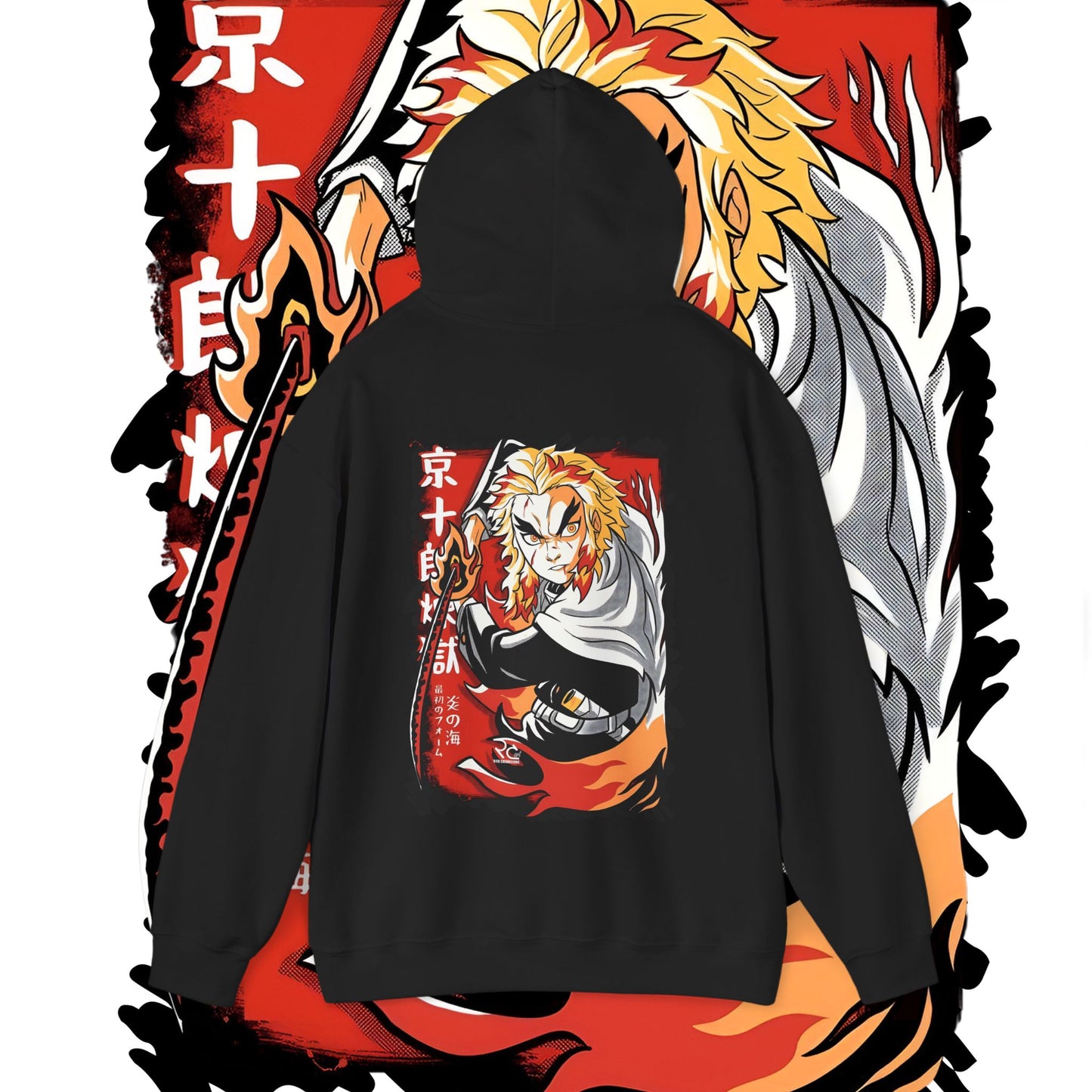 Rengoku Flame Hashira Back Print Hoodie | Demon Slayer | 100% Cotton