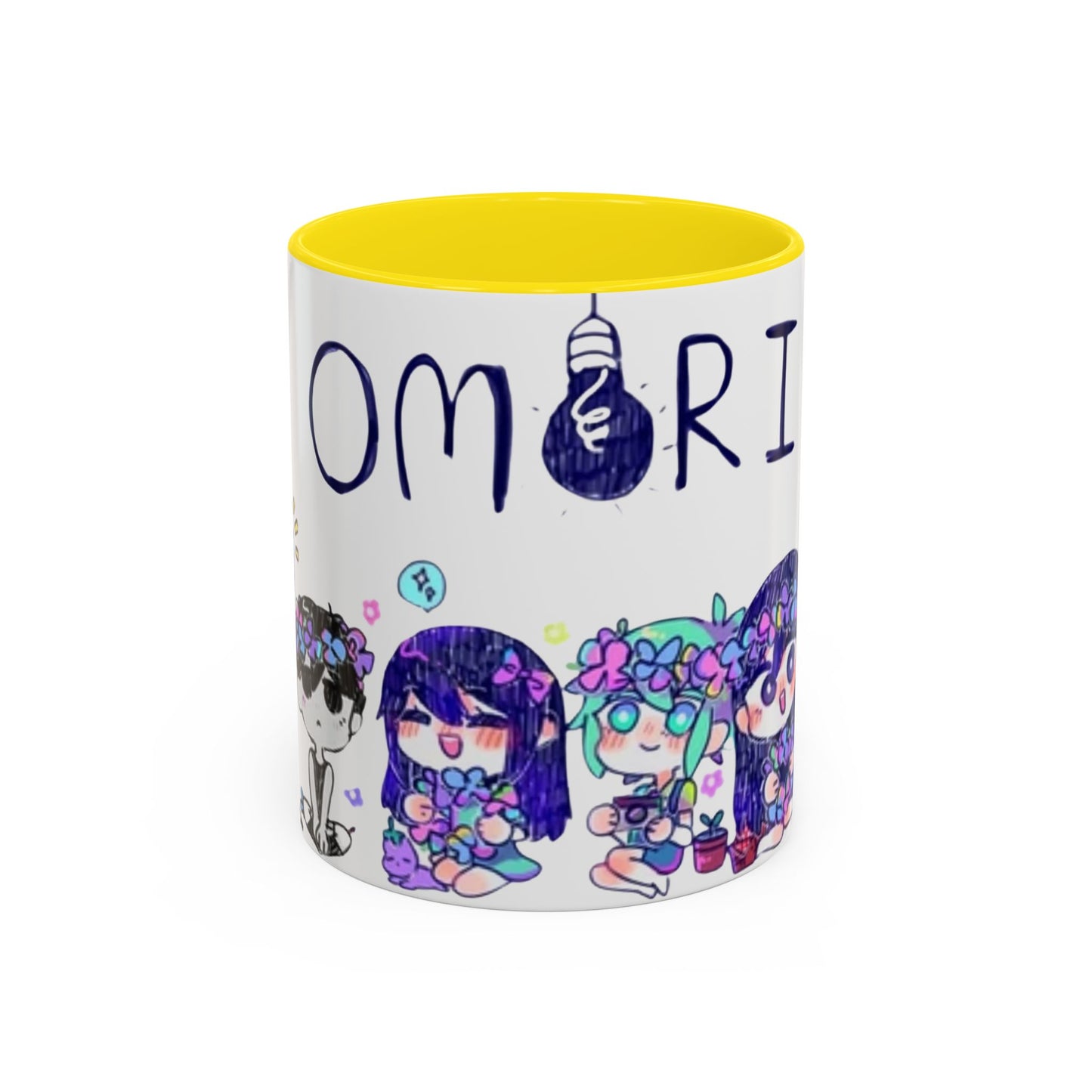 Family Omori Accent Handle Mug – 11oz & 15oz Color Handle Ceramic Cup – Cute Indie Game Gift for Omori Fans