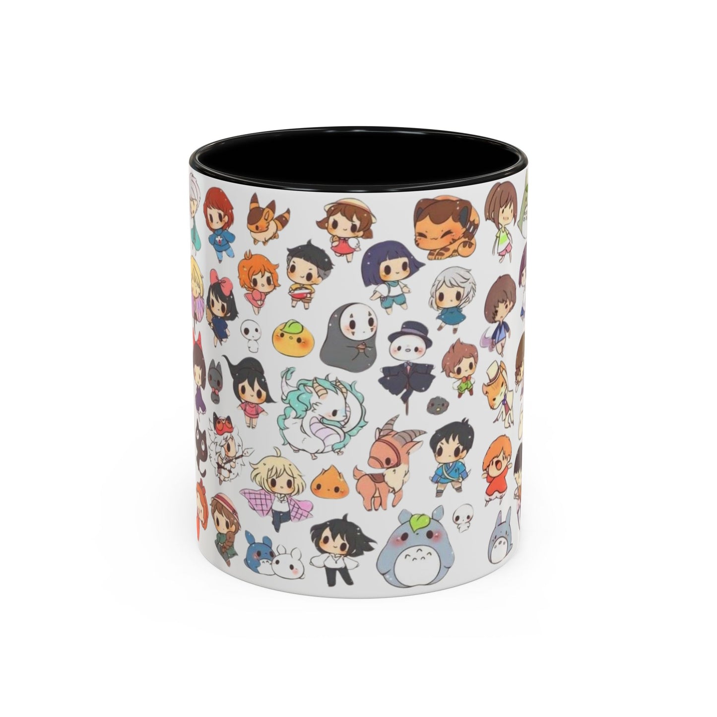 Studio Ghibli Chibi Characters Accent Mug – Color Handle Anime Cup – 11oz & 15oz Gift for Ghibli Fans