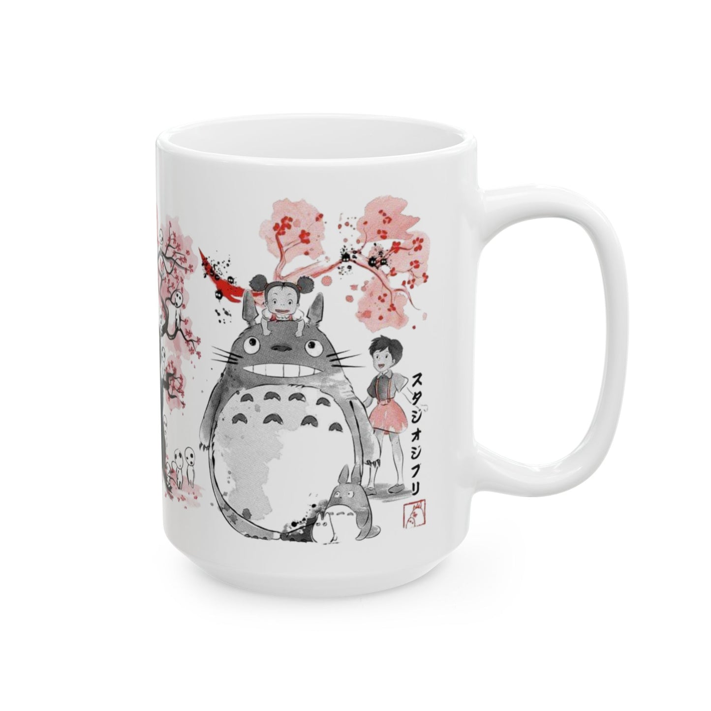 Totoro Sakura Forest Mug – Cute Anime Coffee Cup 11oz & 15oz – Studio Ghibli Inspired Gift