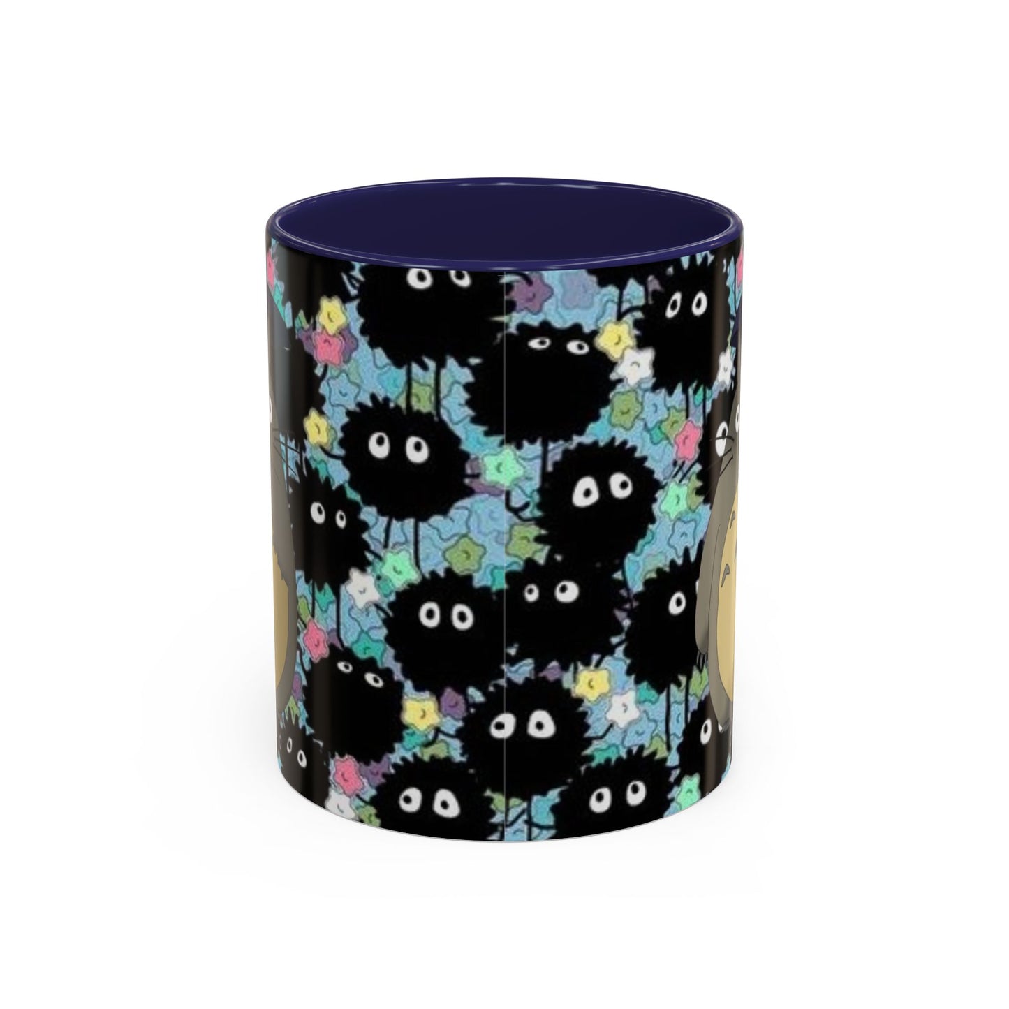 Totoro & Soot Sprites Accent Mug – Studio Ghibli Color Handle Cup – 11oz & 15oz Ceramic Anime Gift