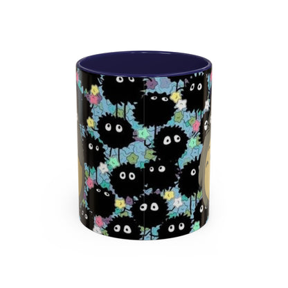 Totoro & Soot Sprites Accent Mug – Studio Ghibli Color Handle Cup – 11oz & 15oz Ceramic Anime Gift
