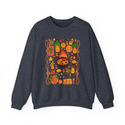 Calcifer Breakfast Sweatshirt – 100% Cotton Studio Ghibli Pullover from Howl’s Moving Castle