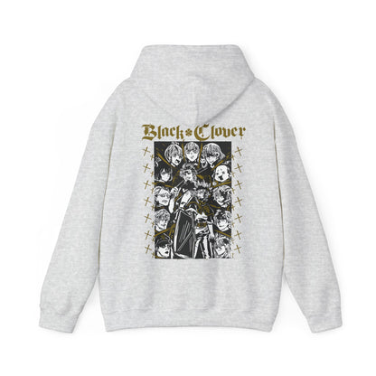 Black Clover Back Print Hoodie – 100% Cotton Anime Sweatshirt with Asta, Yuno & Noelle – Stylish Back Graphic Pullover