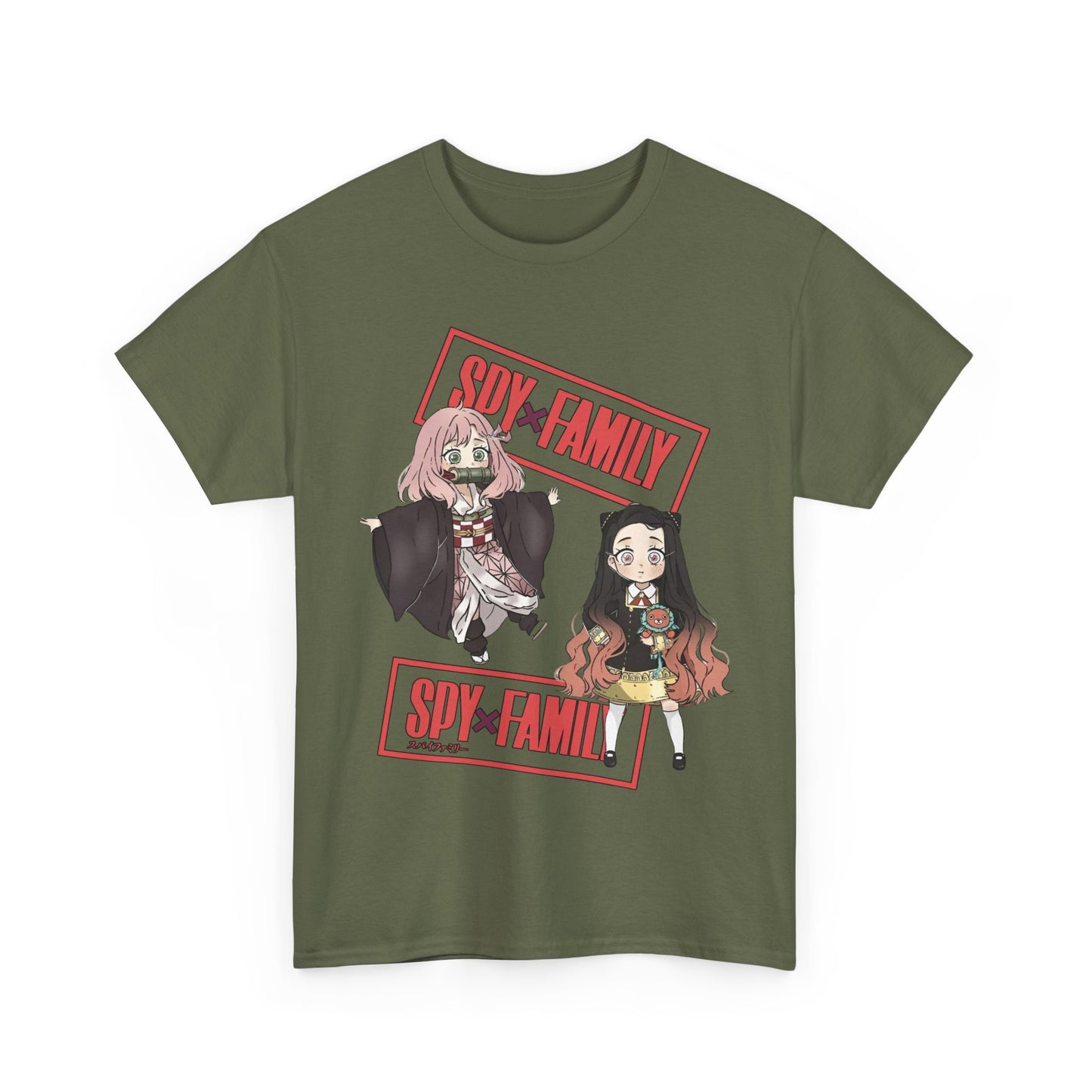 Anya and Nezuko Dolls T-Shirt – 100% Cotton Cute Anime Crossover Shirt for Fans