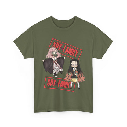 Anya and Nezuko Dolls T-Shirt – 100% Cotton Cute Anime Crossover Shirt for Fans