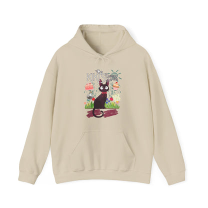 Jiji Collage Studio Ghibli Hoodie – 100% Cotton Anime Hoodie Featuring Kiki’s Delivery Service Cat