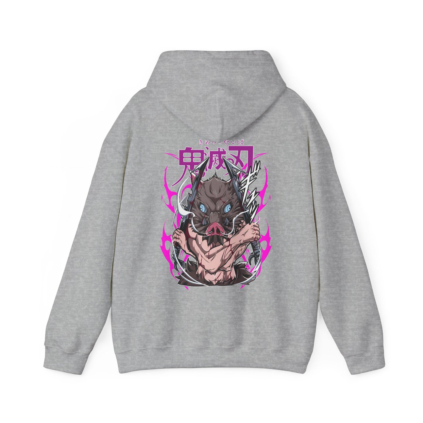 Inosuke Hashibira Demon Slayer Back Print Hoodie – 100% Cotton Anime Hoodie for Boar Head Fans