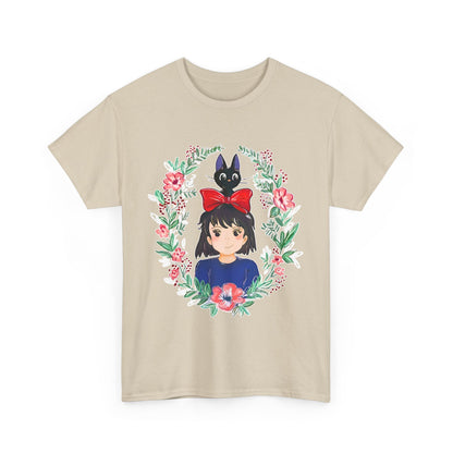 Kiki’s Delivery Service Flowers T-Shirt – 100% Cotton Studio Ghibli Inspired Tee for Anime Fans