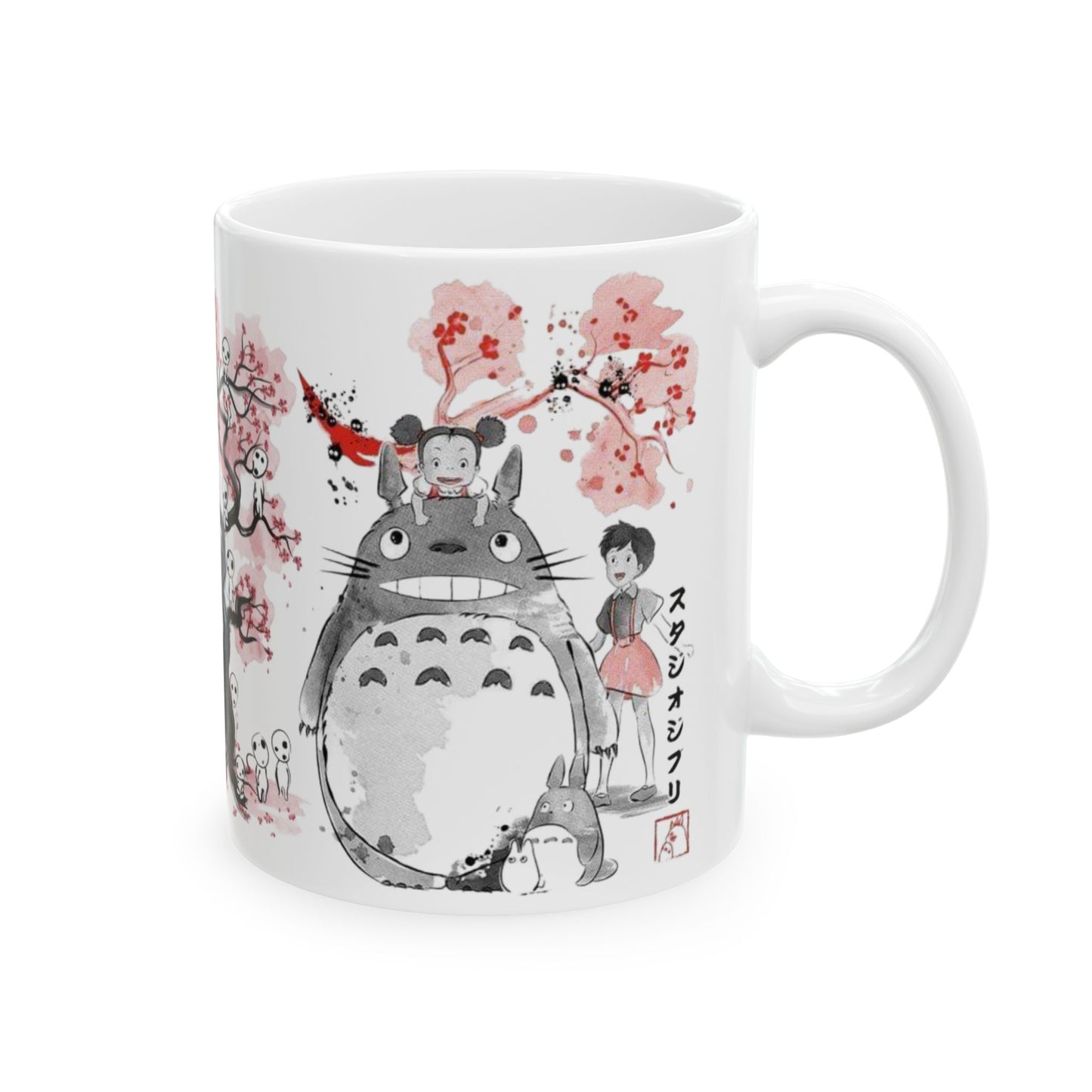 Totoro Sakura Forest Mug – Cute Anime Coffee Cup 11oz & 15oz – Studio Ghibli Inspired Gift