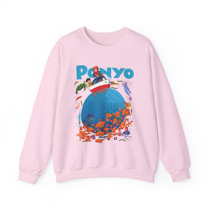 Ponyo and Sosuke Boat Adventure Sweatshirt – 100% Cotton Studio Ghibli Inspired Pullover