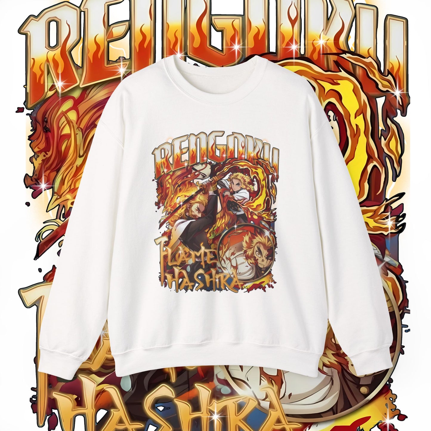 Rengoku Flame Hashira Bootleg Sweatshirt – Anime Streetwear 100% Cotton