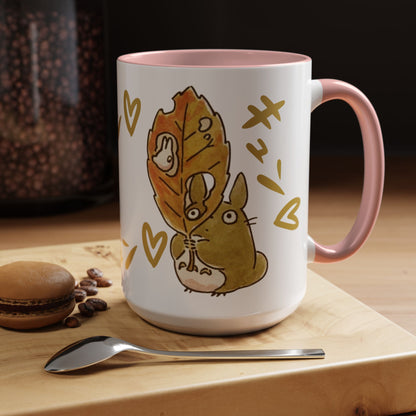 Cute Totoro Accent Mug – Studio Ghibli Color Handle Cup 11oz & 15oz – Kawaii Anime Coffee Mug Gift