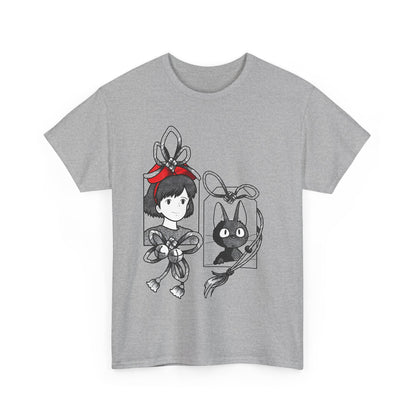 Kiki and Jiji Ribbon T-Shirt 100% Cotton | Studio Ghibli Anime Tee