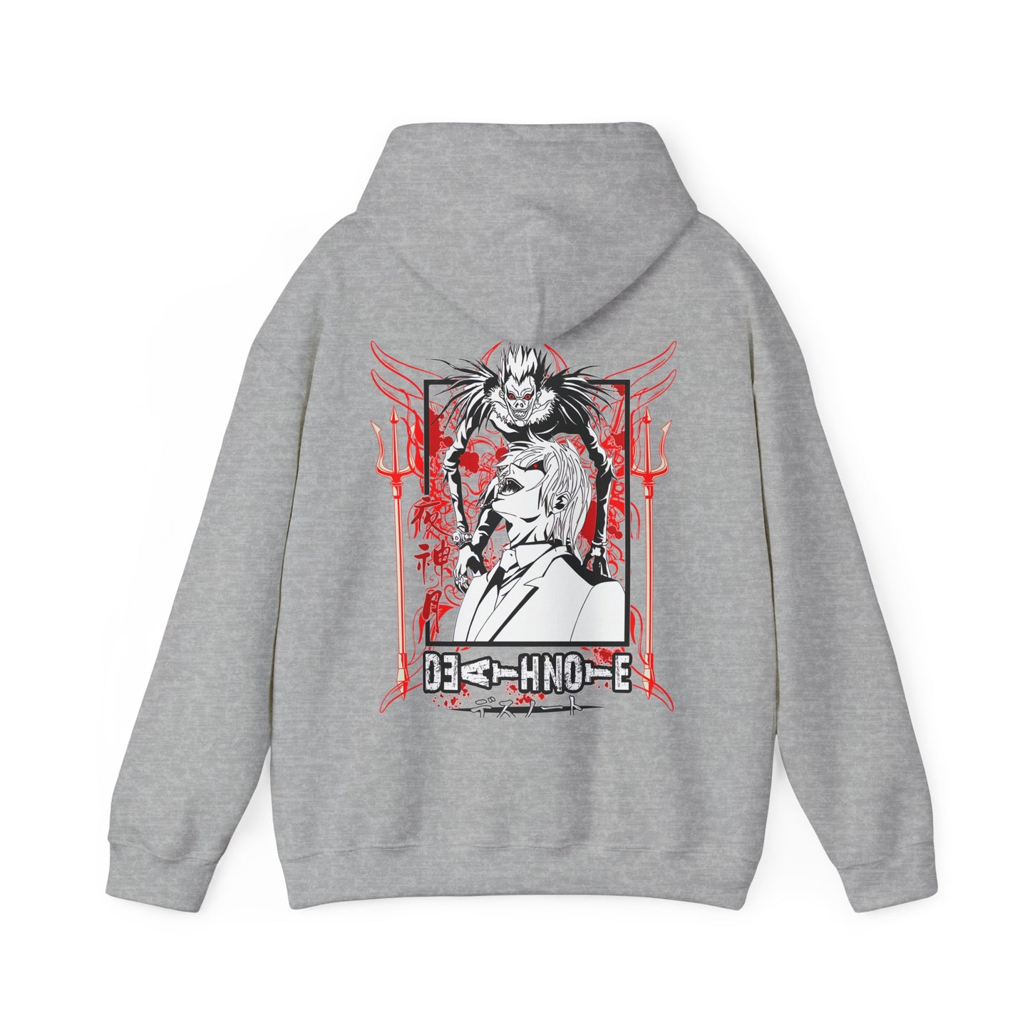 Death Note Back Print Hoodie – 100% Cotton Anime Pullover Featuring Ryuk, Light & L