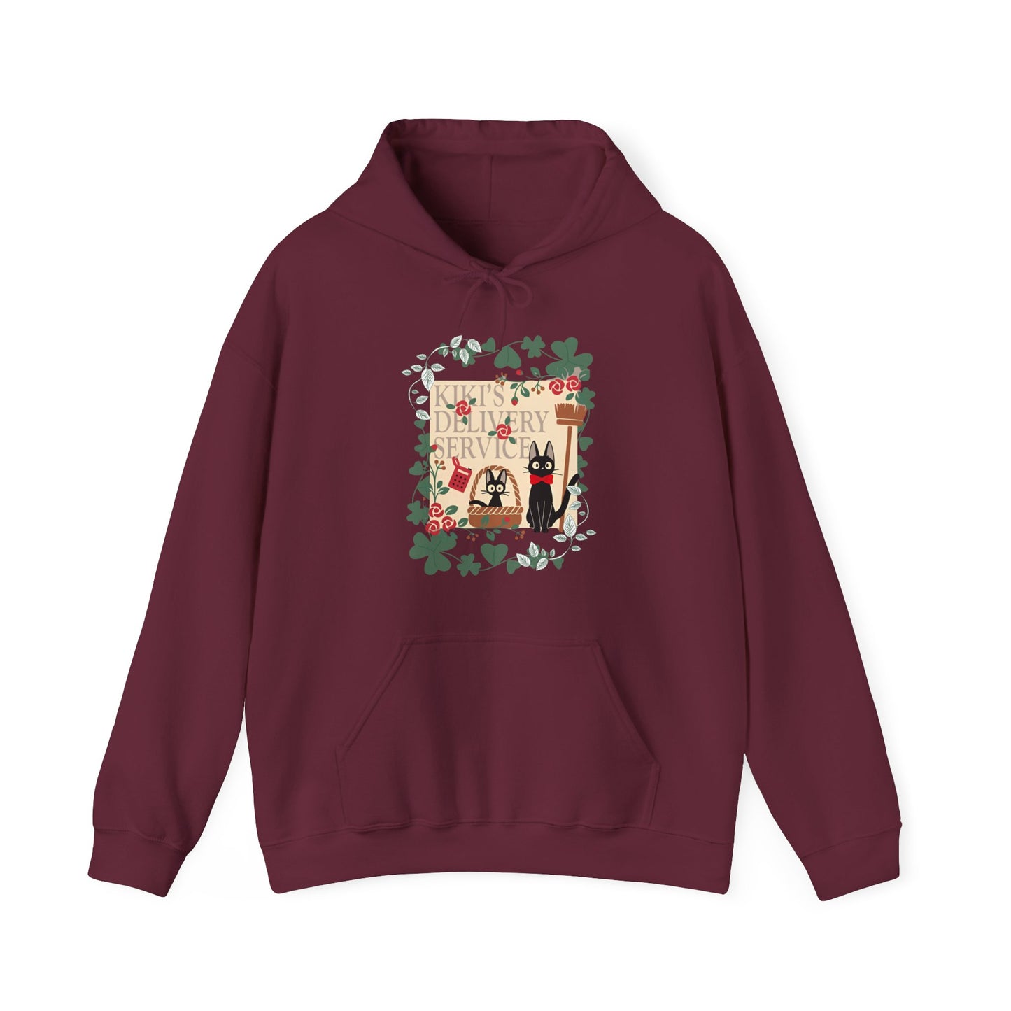 Kiki’s Delivery Service Hoodie – 100% Cotton Studio Ghibli Hoodie with Kiki and Jiji Design