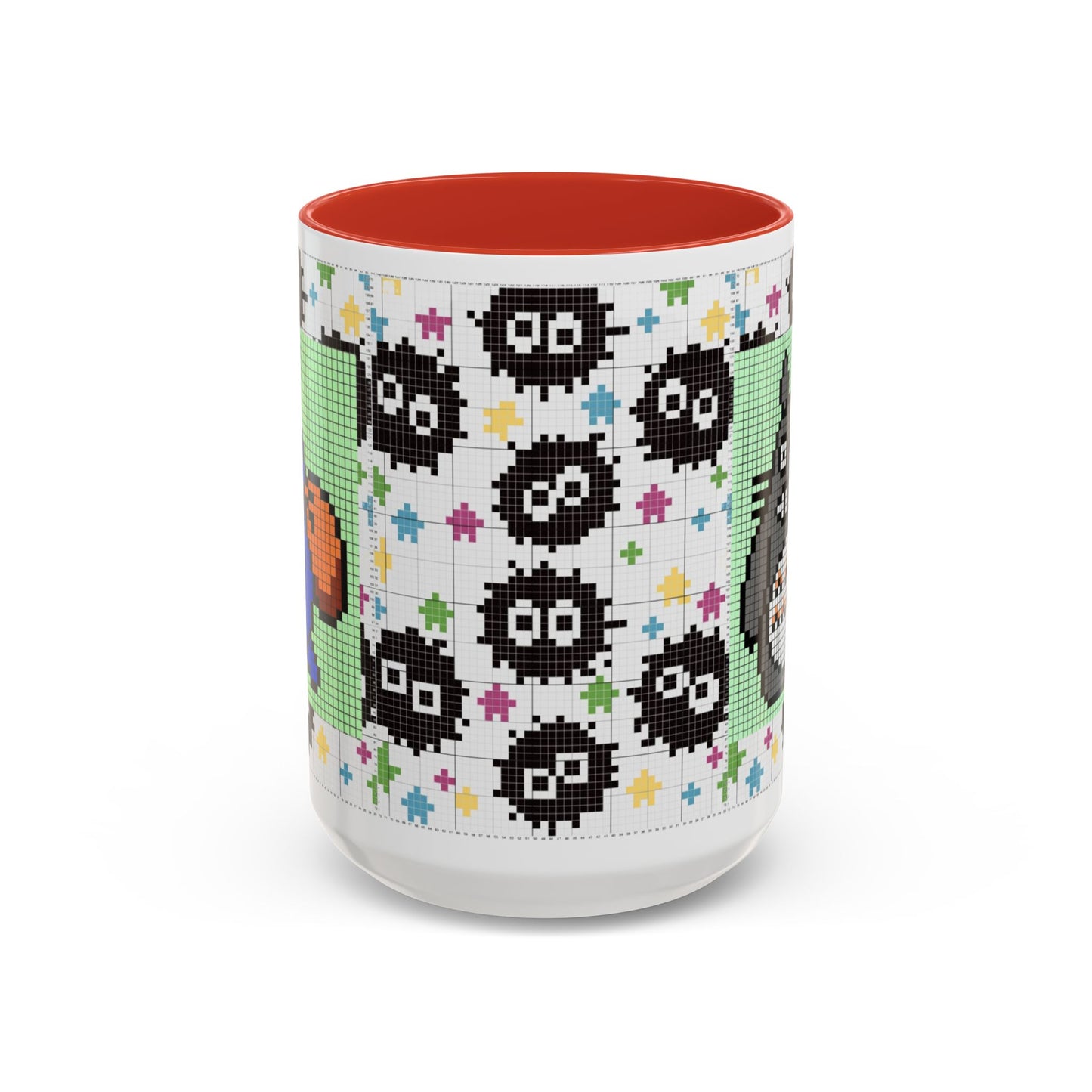 My Neighbor Totoro Pixel Accent Mug – Retro Ghibli Color Handle Cup 11oz & 15oz – Cute Anime Coffee Gift