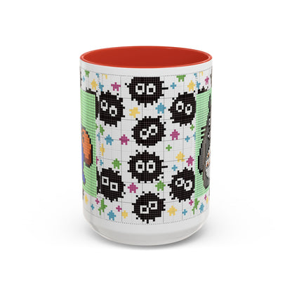 My Neighbor Totoro Pixel Accent Mug – Retro Ghibli Color Handle Cup 11oz & 15oz – Cute Anime Coffee Gift