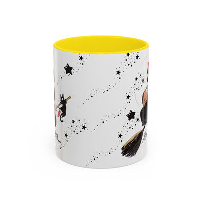 Kiki’s Delivery Service Accent Mug – 11oz & 15oz Ceramic Cup with Colored Handle – Studio Ghibli Anime Gift