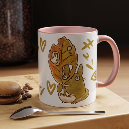 Cute Totoro Accent Mug – Studio Ghibli Color Handle Cup 11oz & 15oz – Kawaii Anime Coffee Mug Gift