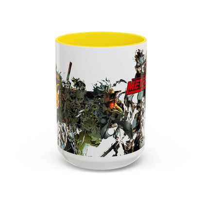 Metal Gear Fox Hound Accent Mug – 11oz & 15oz Colored Handle Coffee Cup – Tactical Gamer Gift for Fans