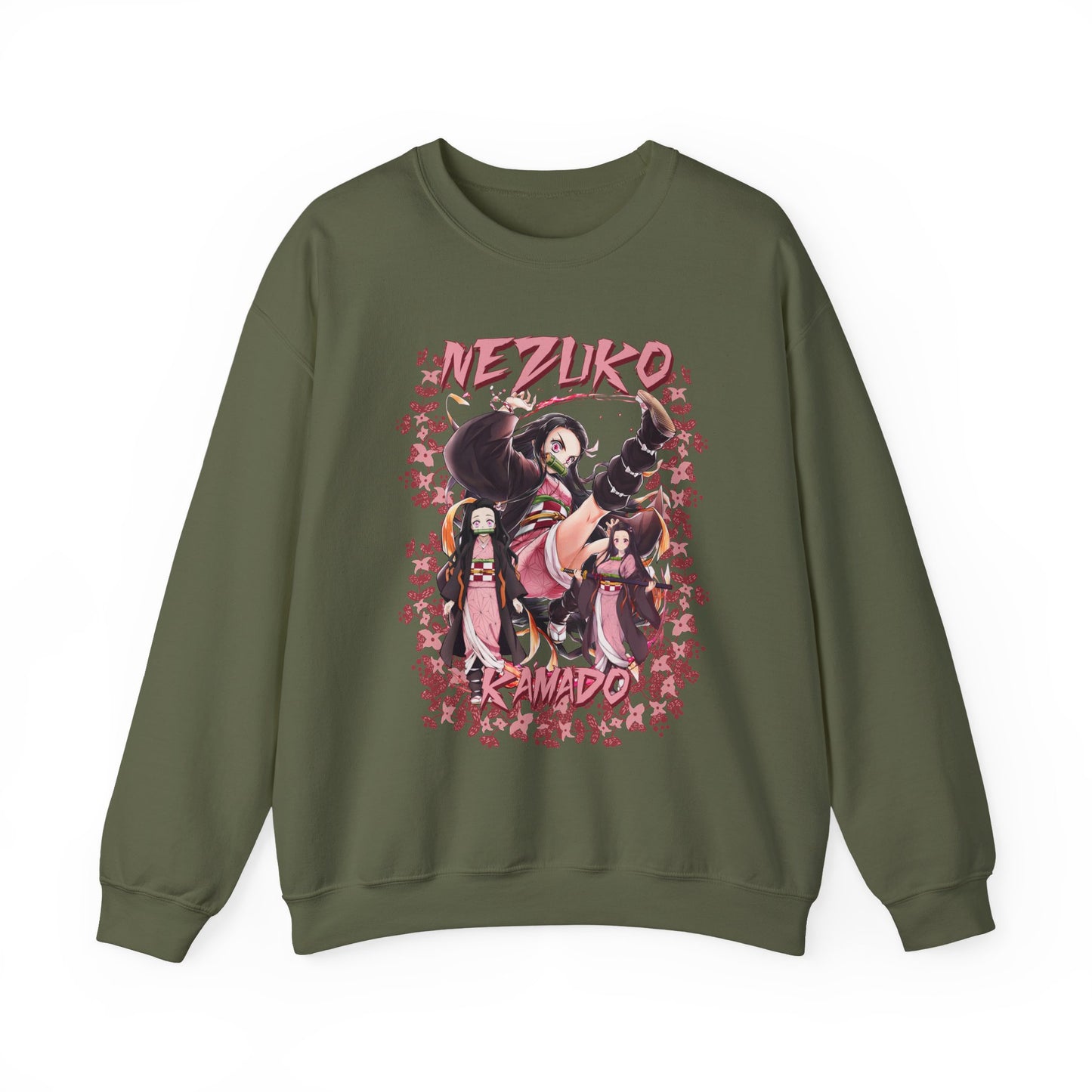 Nezuko Kamado Pink Flowers Sweatshirt – 100% Cotton Demon Slayer Anime Pullover