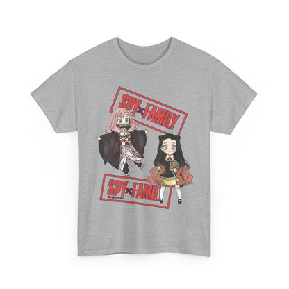 Anya and Nezuko Dolls T-Shirt – 100% Cotton Cute Anime Crossover Shirt for Fans