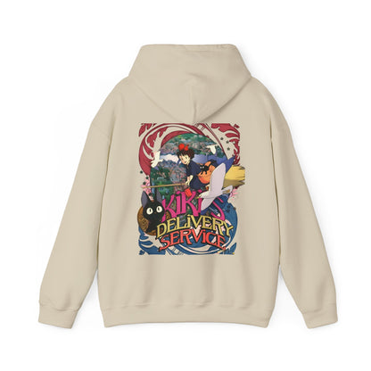 Kiki's Delivery Service Art Back Print Hoodie – 100% Cotton Studio Ghibli Anime Pullover