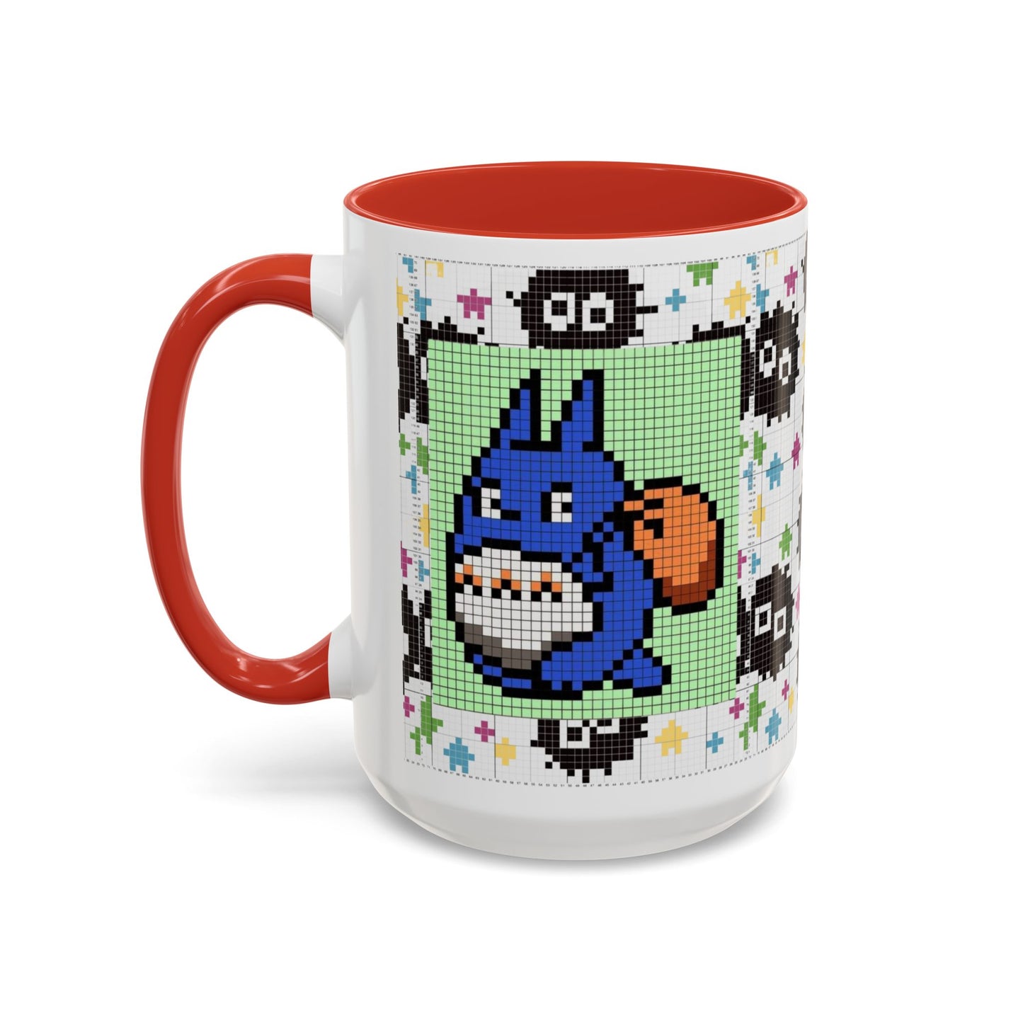 My Neighbor Totoro Pixel Accent Mug – Retro Ghibli Color Handle Cup 11oz & 15oz – Cute Anime Coffee Gift
