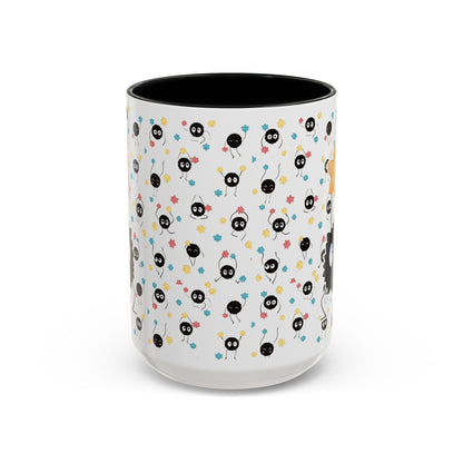 Soot Sprites Accent Mug – Studio Ghibli Color Handle Cup – 11oz & 15oz Ceramic Anime Gift
