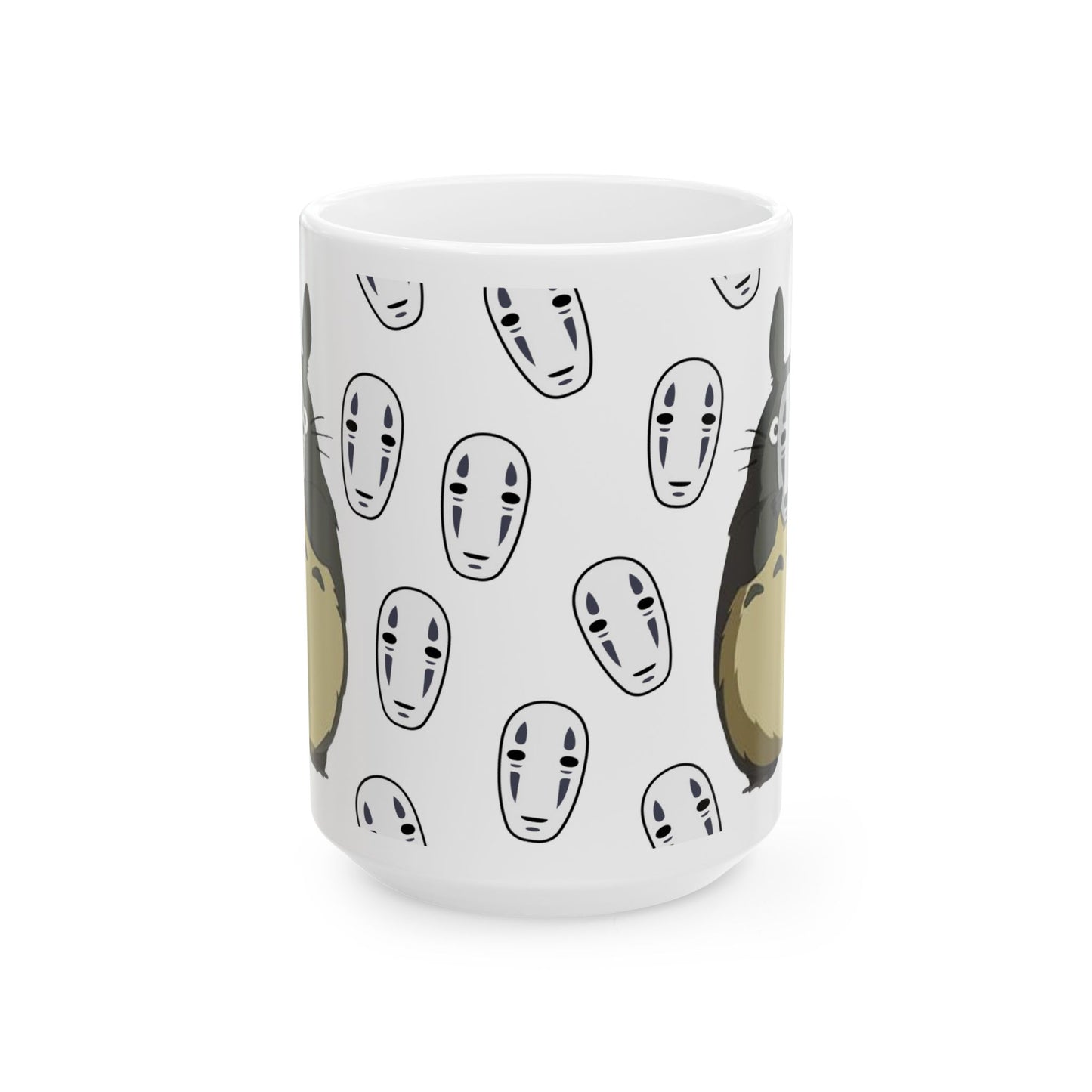 Totoro No Face Mask Mug – Studio Ghibli Crossover Cup 11oz & 15oz – Cute Anime Coffee Gift for Fans