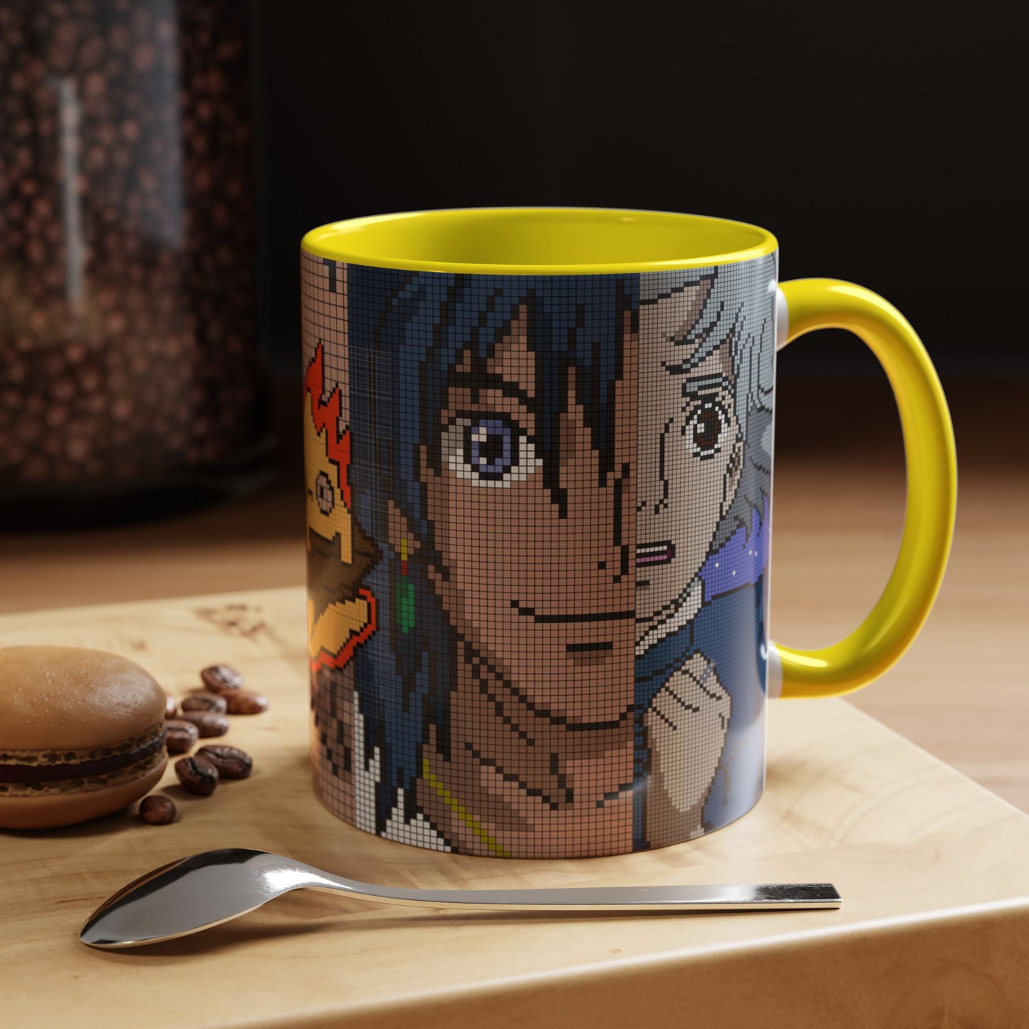 Howl's Moving Castle Pixel Accent Mug – Retro Anime Color Handle Cup 11oz & 15oz – Studio Ghibli Coffee Gift