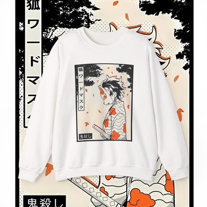 Tanjiro Kamado Mask Warrior Sweatshirt | 100% Cotton Anime Pullover | Demon Slayer Apparel