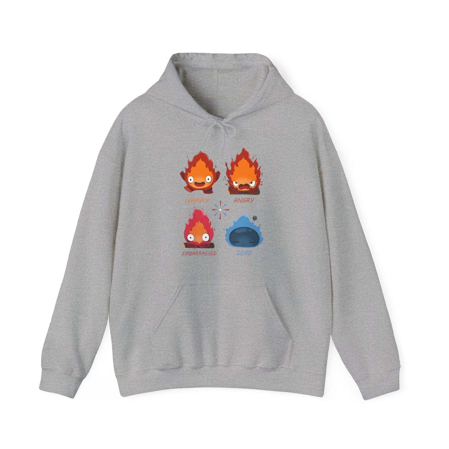 Funny Calcifer Faces Hoodie – 100% Cotton Howl’s Moving Castle Ghibli Anime Pullover