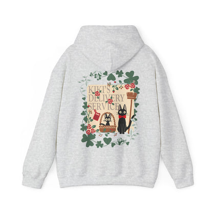 Kiki’s Delivery Service Back Print Hoodie – 100% Cotton Studio Ghibli Hoodie Featuring Kiki and Jiji