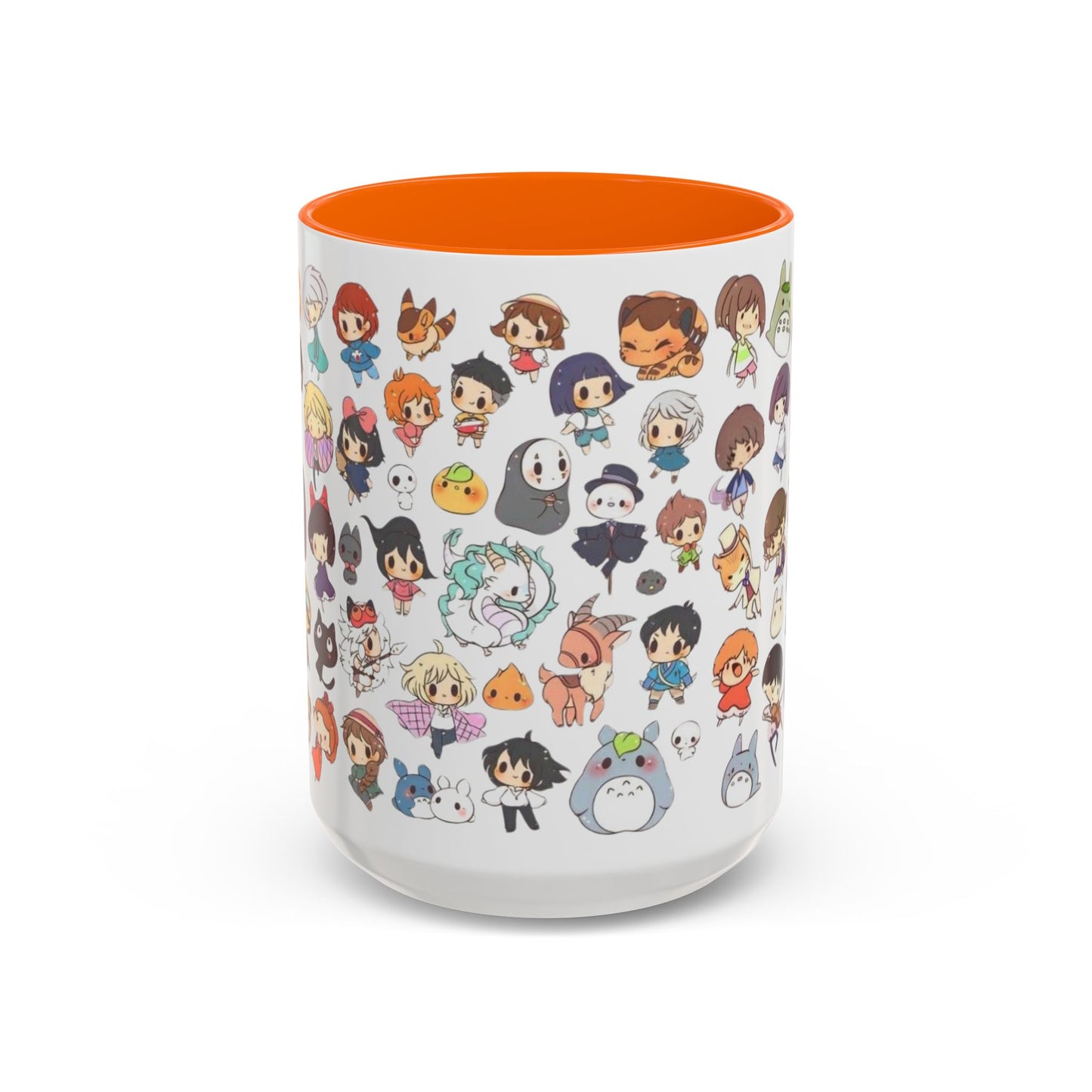 Studio Ghibli Chibi Characters Accent Mug – Color Handle Anime Cup – 11oz & 15oz Gift for Ghibli Fans