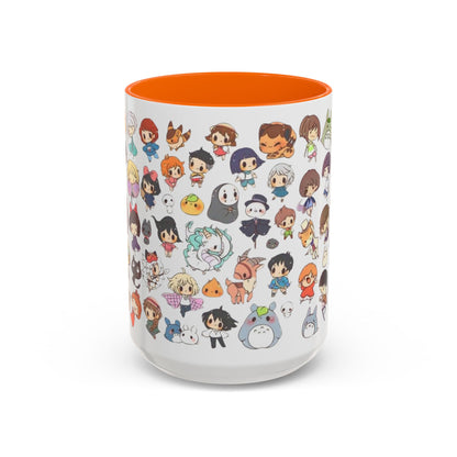 Studio Ghibli Chibi Characters Accent Mug – Color Handle Anime Cup – 11oz & 15oz Gift for Ghibli Fans