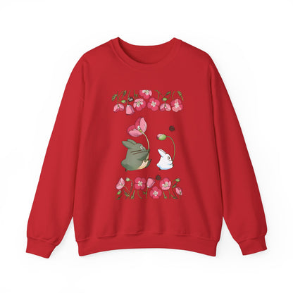 Totoro Cute Flowers Sweatshirt – 100% Cotton Studio Ghibli Cozy Anime Pullover