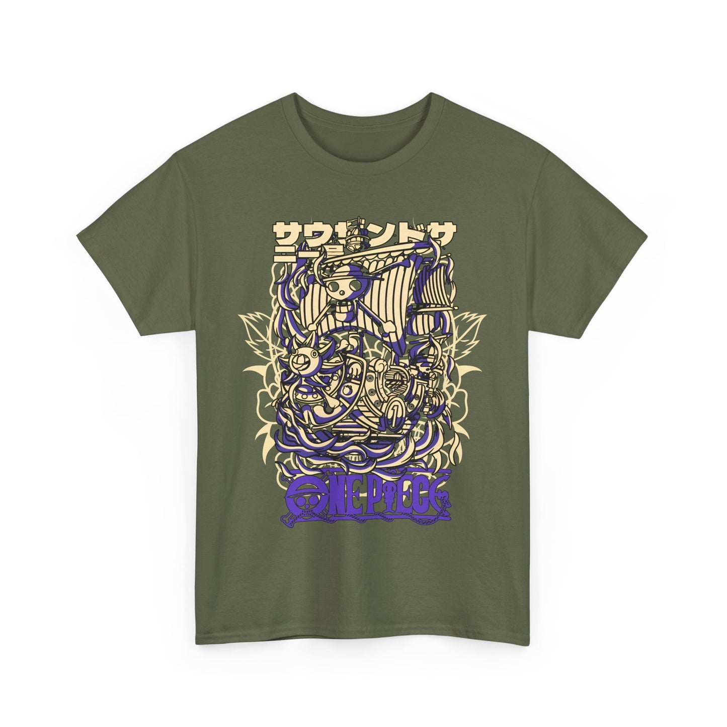 One Piece Ship T-Shirt – 100% Cotton Anime Tee Featuring Going Merry & Thousand Sunny