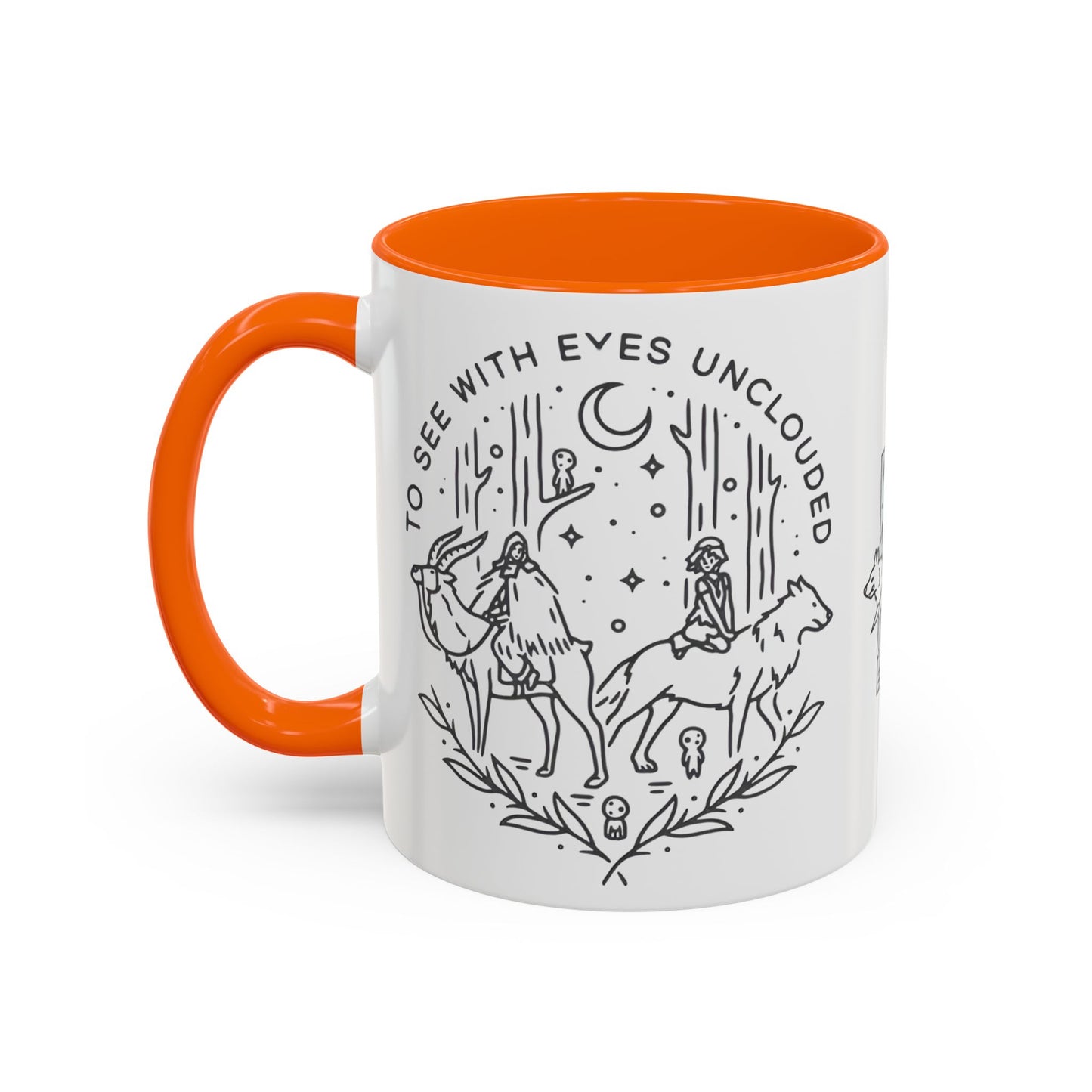 Princess Mononoke Art Accent Mug – Studio Ghibli Coffee Cup with Colored Handle – 11oz & 15oz Ceramic Anime Gift