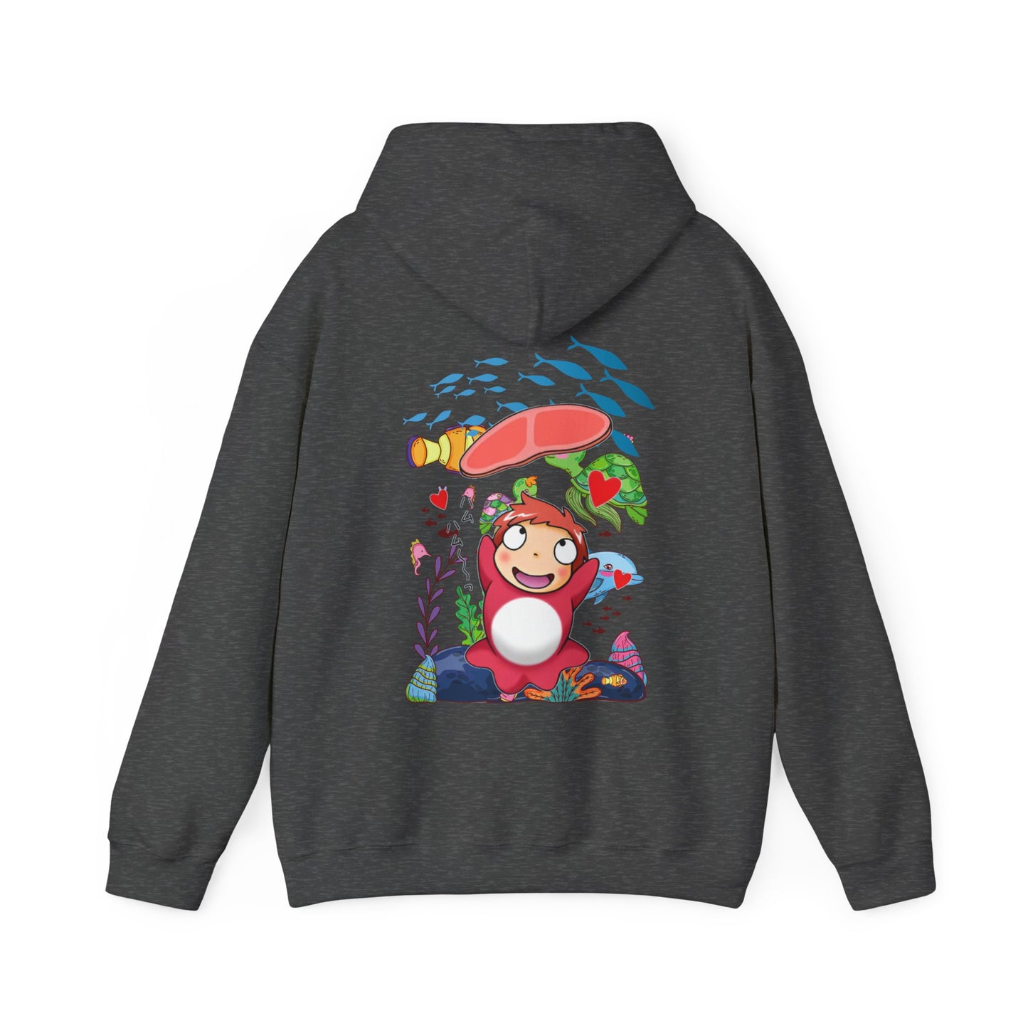 Ponyo Jam Back Print Hoodie – 100% Cotton Studio Ghibli Anime Sweatshirt for Fan