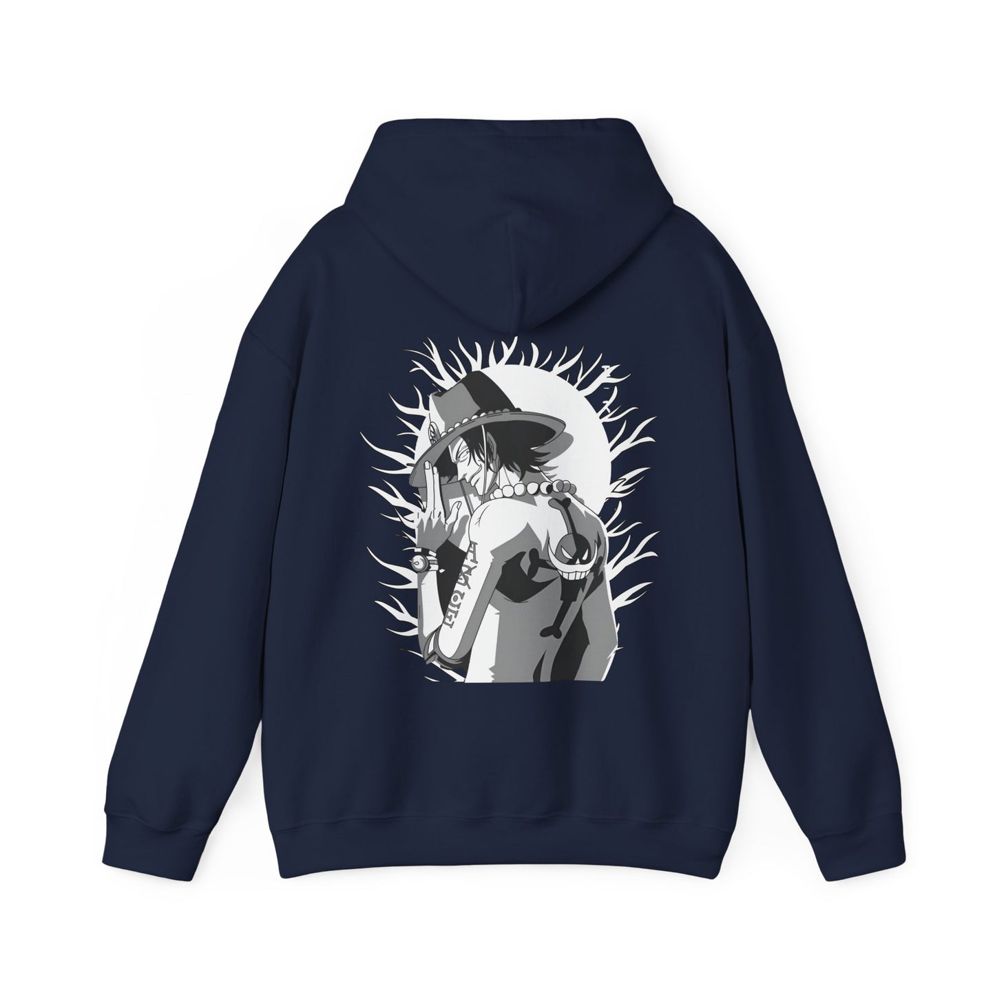 Portgas D. Ace One Piece Back Print Hoodie – 100% Cotton Anime Hoodie for Fire Fist Fans