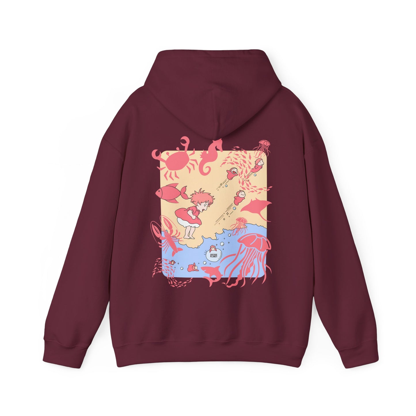 Ponyo Sea World Back Print Hoodie – 100% Cotton Studio Ghibli Ocean Anime Hoodie