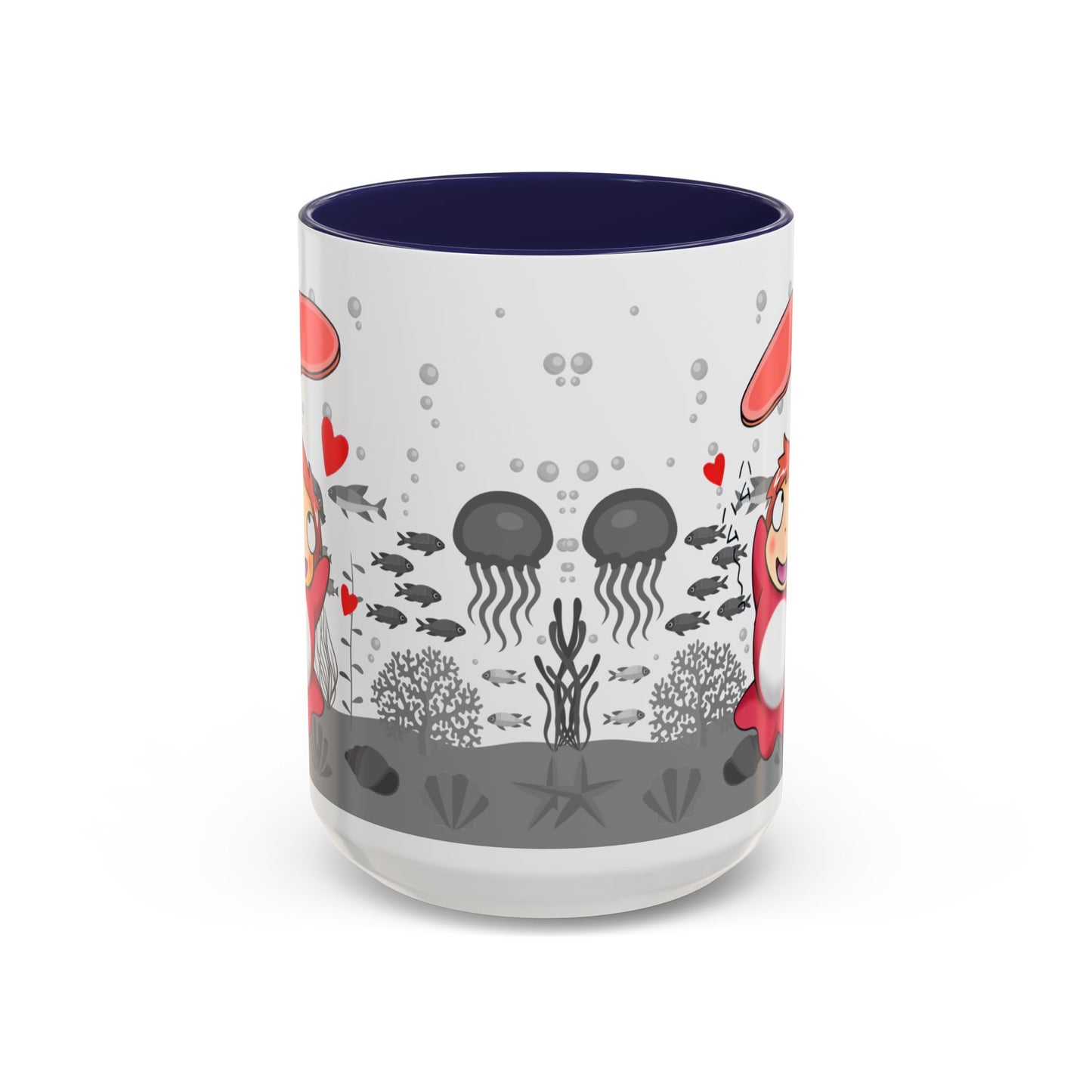 Ponyo Ham Accent Handle Mug – Studio Ghibli Coffee Cup – 11oz & 15oz Anime Gift for Fans