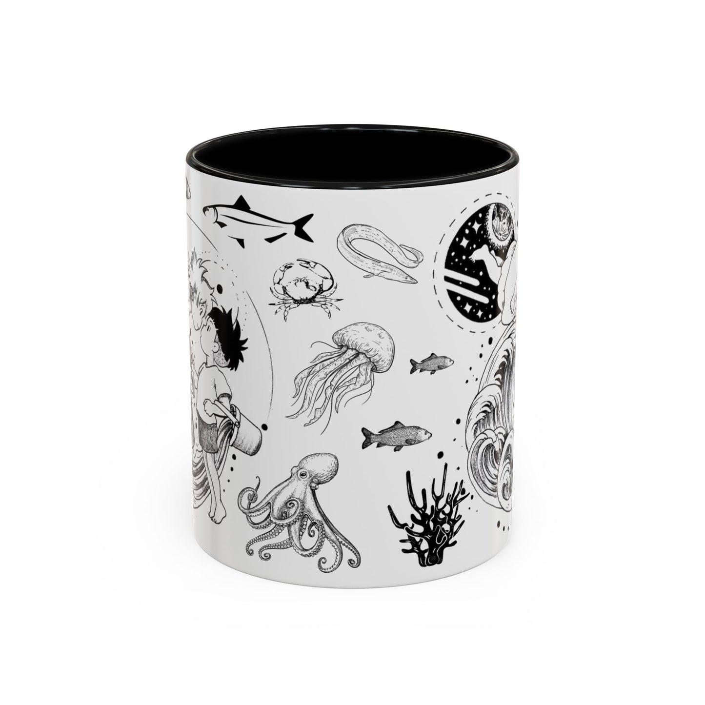 Ponyo World Sea Accent Mug – Studio Ghibli Color Handle Cup 11oz & 15oz – Ocean Anime Coffee Gift